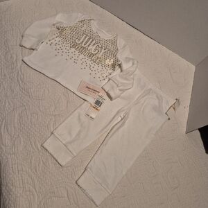 Juicy Couture girls 12 month 2 piece white shirt with matching pants NEW